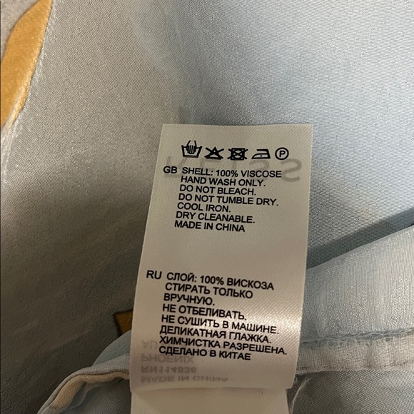 Reiss "Phoenix" Light Blue Long Sleeve Reef Print Blouse Size 10 - Picture 9 of 9